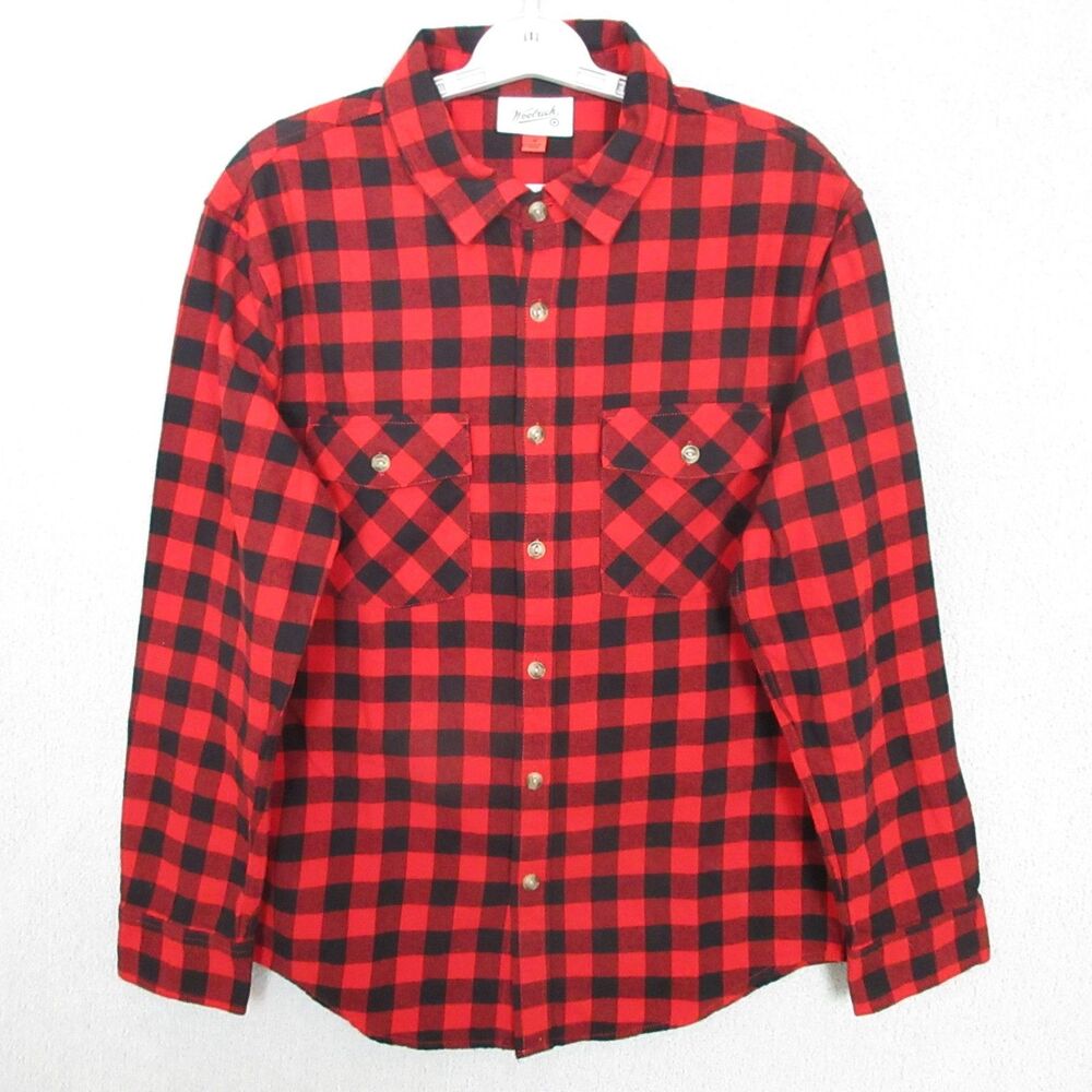 Woolrich Shirt Mens S Red Black Buffalo Plaid Flannel Long Sleeve Button Casual